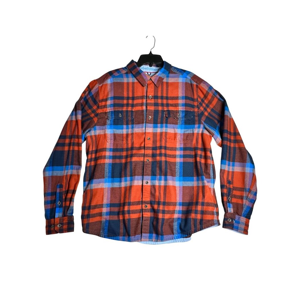 Marmot L/S Orange Plaid Button‎ Down Flannel Shirt Mens XXL 2XL